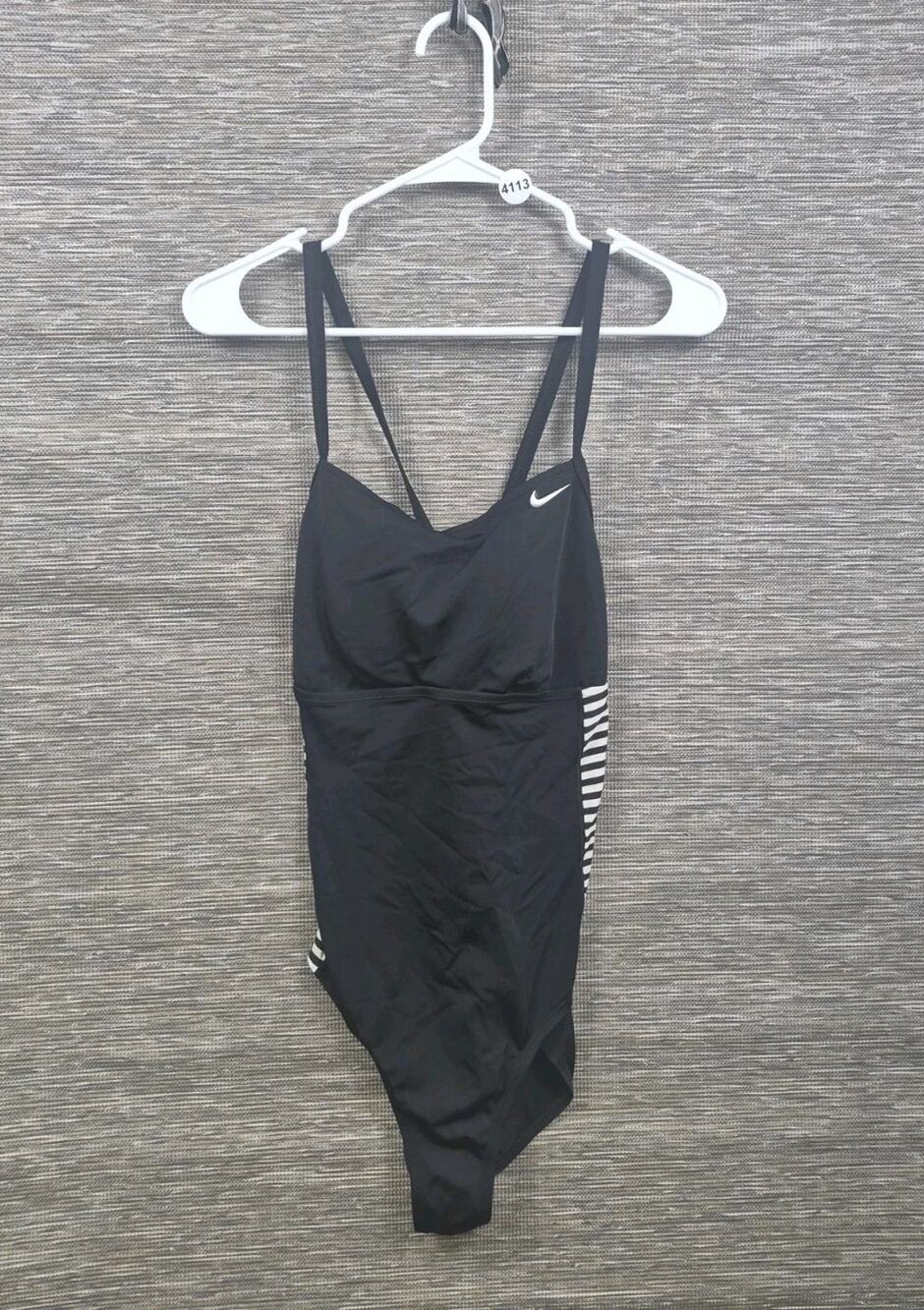 Nike Swimsuit One Piece Woman’s Size XL Black White Back Stripes
